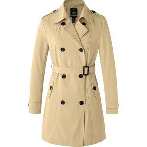 Wantdo Women's Waterproof Trench Coat Classic Lapel Outerwear Coat with Belt